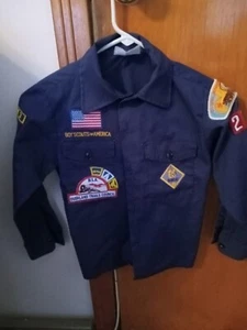 BSA Official Cub Scout Blue Uniform Long Sleeve Shirt - Size 8 - Made in USA - Picture 1 of 9
