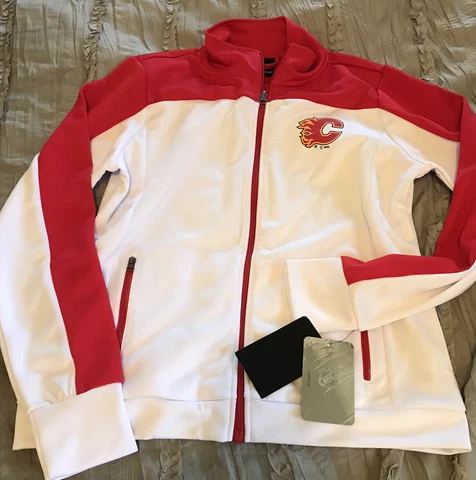 CALGARY FLAMES Hockey G-III Women's MEDIUM Bling Track Style Jacket Sweatshirt Cover