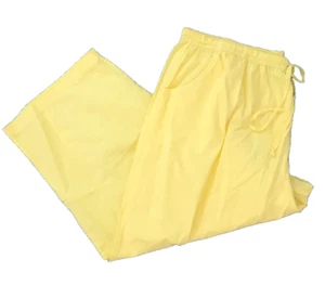 NEW FRESH PRODUCE YELLOW COTTON SHEETING TOPSTITCH CAPRI PANTS L  (V) - Picture 1 of 2