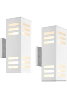 Harriet Outdoor Wall Lights, Modern 13inch (set Of 2), White/Modern 1 New O box - Picture 1 of 7