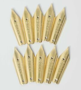 10x USA made 1930's "'VERY SMOOTH'' Fountain Pen Spare Nibs Gold GF Brass NOS