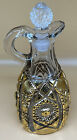 Vintage IMPERIAL GLASS Daisy & Button Cruet w/ Stopper ~ Pressed ~ Gold Accents
