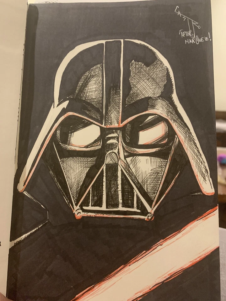 Darth Vader sketch inside Hardcover Star Wars: Clonewars book - Image 1 of 3