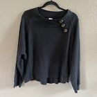 Free People Top Womens Small Black Don't Forget Me Pullover Buttons Off Shoulder
