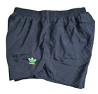Vintage Adidas Gr. 36 Zoll gefüttert schwarz Nylon Sprinter Shorts mit hellgrünem Logo