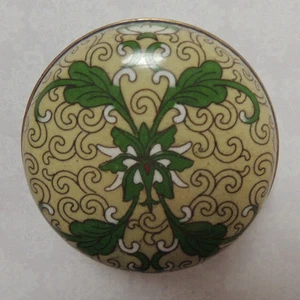 Nachlassfund CLOISONNE asiatische runde Schüssel / Glas mit Deckel grün blau innen 3" - Bild 1 von 6