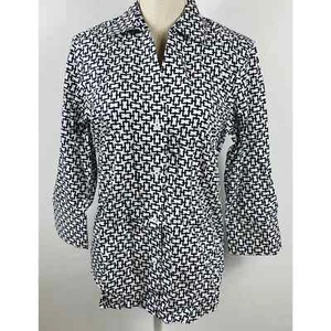 Foxcroft Black and White Button Up Blouse Women's Size Small NWT - Picture 1 of 6