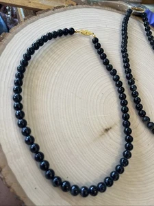 17” single strand of black ceramic beads necklace - Picture 1 of 3