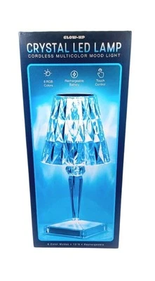 Luminária de mesa LED cristal multicolorida brilhante - controle de toque - bateria recarregável - Imagem 1 de 4