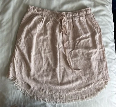 Umgee EE. UU. Talla M Falda Lino/Algodón Flecos Dobladillo Cordón Cintura Elástica Boho  Foto 1 de 4