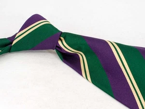 Cravatta di seta Ralph Lauren etichetta viola viola righe verdi da uomo nuova senza etichette - Foto 1 di 6