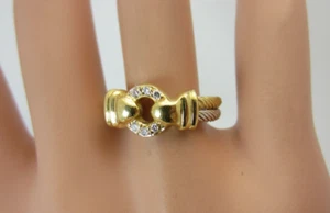 Philippe Charriol 18k White and Yellow Gold Diamond Cable Ring - Picture 1 of 14
