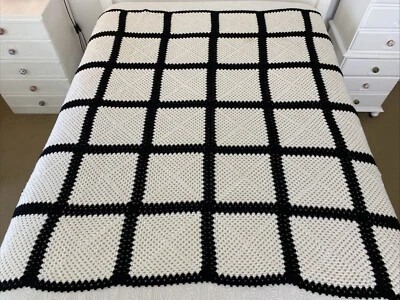 Manta Acrílica Ganchillo Abuela Hecha a Mano Collingwood AFL Colores Cuadrada 170cm Foto 1 de 4