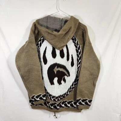 Native kichwa Nation handmade Alpaca sz large hooded coat tribal artisians Unisx - Image 1 of 4