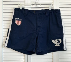VTG Polo Ralph Lauren Men’s P-Wing Shorts Navy Size XL Patches Cotton Drawstring - Picture 1 of 21