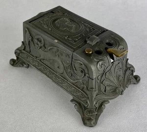 ZIGARRENABSCHNEIDER MIT SCHWENK-MECHANIK FÜR STREICHHOLZSCHACHTEL ANTIK 1880-90 - Bild 1 von 12