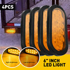 2Pair Amber 6inch LED Marker Truck Trailer Oval Stop Turn Tail Light w/ Grommet
