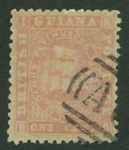 SG 29 British Guiana 1860-63. 1c pale-rose. Very fine used CAT £275