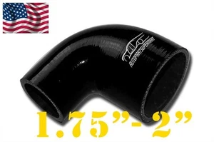 4 Ply Silicone 90 Degree Reducer Elbow Joiner Hose 45mm - 51mm 1 3/4"- 2" Black - Bild 1 von 6