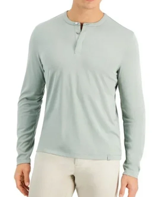 Camiseta Alfani Hombre Alfatech Henley Sólida, Azul Nube, XXL Foto 1 de 1