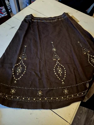 NWT - Two Star Dog Linen/Cotton Brown Beaded Skirt - M - Image 1 of 4