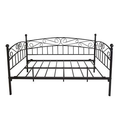 Metal Daybed Frame Multifunctional Mattress Foundation Bed Sofa Twin Black - Image 1 of 4