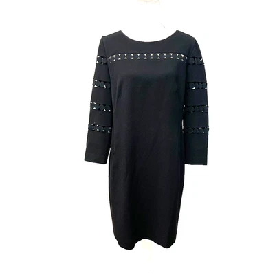 Vestido Vaina Akris Punto Mujer 14 Negro Manga Larga Negocios Carrera Profesor Foto 1 de 4