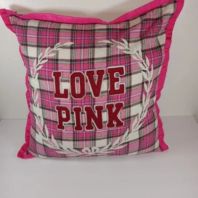 Corona a cuadros vintage Victoria's Secret rosa almohada Universidad de Rosa 2008 rara Foto 1 de 4