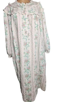 Vestido de Abuela de Franela Años 80 De Colección Sears Floal Volantes Encaje Mujeres 2XL Cottagecore  Foto 1 de 4