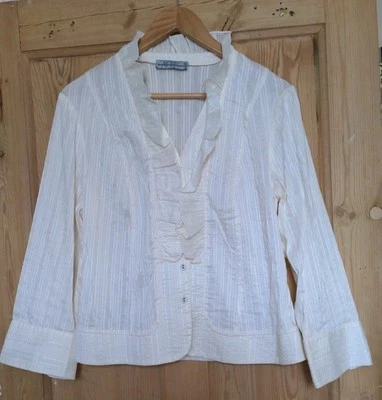 Blusa Anthea Crawford Collection feminina creme tamanho 14, 38" peito - Imagem 1 de 4