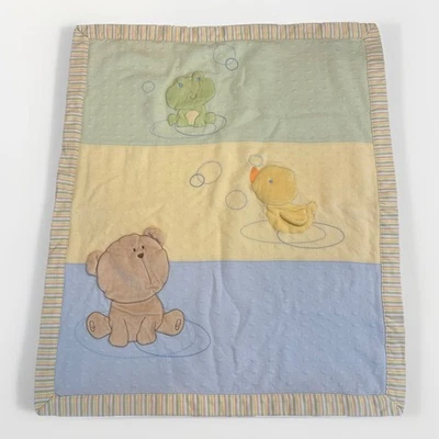 Manta suave reversible vintage Carter's Baby Bubbles oso pato y rana pastel Foto 1 de 4