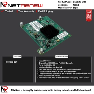 Adaptateur serveur HPE 659822-001 NC365T 1GbE quad-port PCIe | Basé sur Intel - Photo 1/1