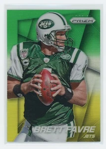 BRETT FAVRE 2014 PANINI PRIZM - NEON GREEN & YELLOW PRIZM PARALLEL  HOF  JETS - Picture 1 of 2