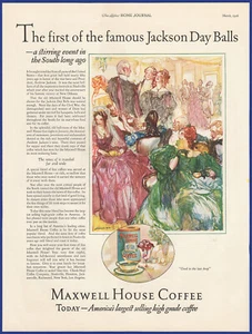 Vintage 1926 MAXWELL HOUSE Coffee Jackson Day Balls Art Decor Print Ad 20's - Picture 1 of 1