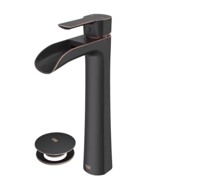 Grifo de recipiente de baño VIGO Niko de una sola manija en bronce antiguo frotado con pop Foto 1 de 4