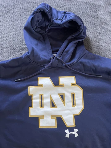 Notre Dame Fighting Irish Hoodie Mens XL Blue Sweatshirt Under Armour Hooded Cover