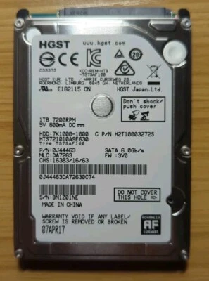 1TB Laptop Hard Drive HGST HTS721010A9E63 7200 RPM  - Image 1 of 3