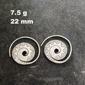 FINE SILVER EARRINGS VINTAGE CRAFT DANGLE ARTISAN 7g SPIRAL ROUND #E057 - Picture 1 of 5