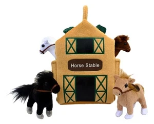 ADORE 12" Horse Stable Plush Stuffed Animal Playset