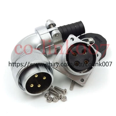 WS32 4pin Power Connector,50A Aviation Bulkhead Plug Socket Earth Wire 90° Plug - Image 1 of 4