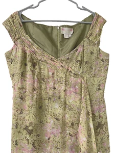 Vtg 90s Victoria Royal Silk Beaded Dress Sz 16 Green Pink - Picture 1 of 10