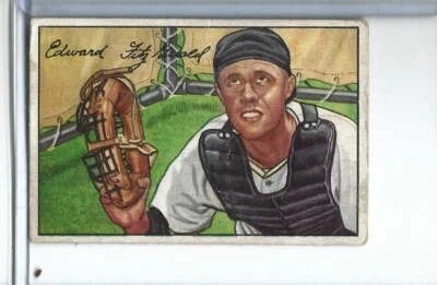 1952 Bowman Baseball Card #180 Eddie Fitzgerald - nice circ, light rev stn - Image 1 of 2