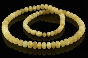 Unpolished Button Shape Beads Genuine BALTIC AMBER Necklace 18.5g n160113-3 - Picture 1 of 2