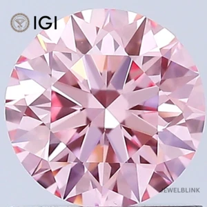IGI Certified 0.88 Carat VVS2 Fancy Vivid Pink Round Cut CVD Lab Grown Diamond - Picture 1 of 18