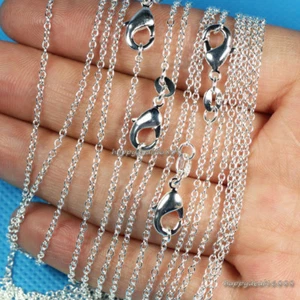 Wholesale lots 10pcs 1mm 925 Sterling Silver Plated "O" Chain Necklaces 16"-24" - Picture 1 of 12