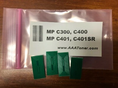 4 x Toner Reset Chip for Ricoh Aficio MP C300, C400, C401, C401SR (BCMY) Refill - Image 1 of 2