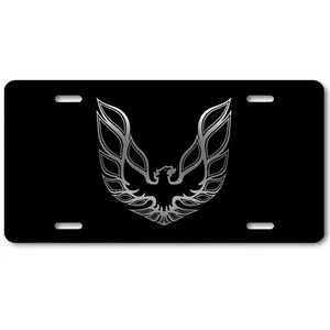 Placa de aluminio plateada sobre águila negra Pontiac Trans Am arte pájaro de fuego etiqueta - Imagen 1 de 3