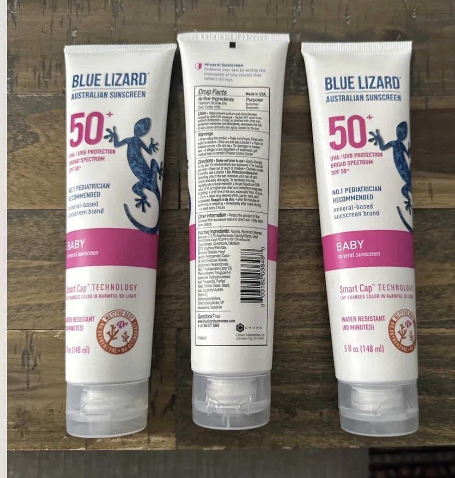 Protector solar para bebé a base de minerales Blue Lizard FPS 50+ 5 fl oz caducidad 03/2025 (PAQUETE de 3) Foto 1 de 1