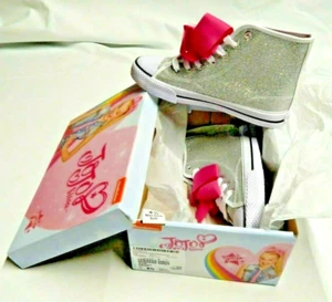JOJO SIWA LEGACEE SNEAKER HIGH-TOP Shoes SILVER Glitter GIRLS 4.5 New in Box - Picture 1 of 3