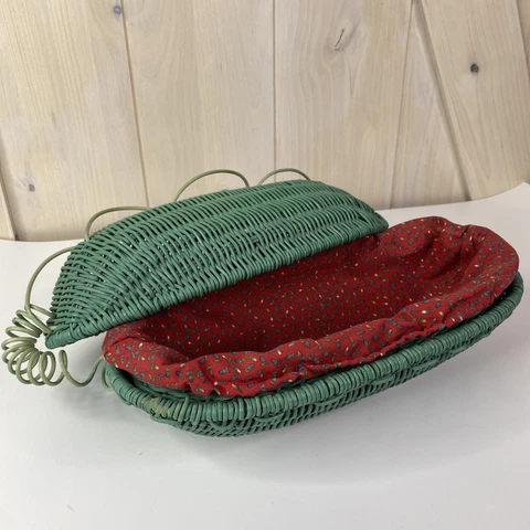 Watermelon Shaped Basket Lid Liner  Market Vintage Wicker 12 in x 7 in x 3 in Cover
